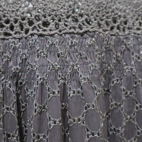 NWT SUGARLIPS silk crochet dress grey silve eyelet Sml babydoll y2k fairy - Picture 3 of 15